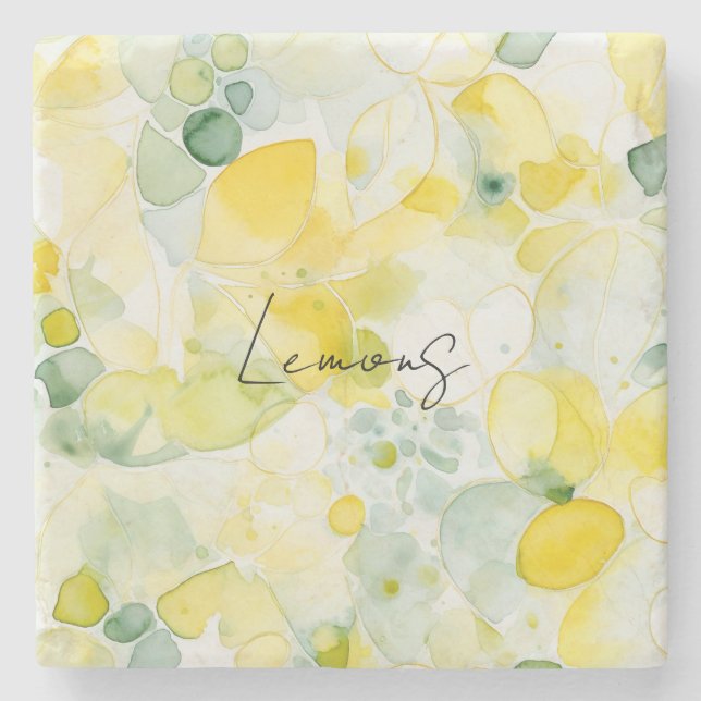 Dessous-de-verre En Pierre Yellow Lemons Abstract (Devant)