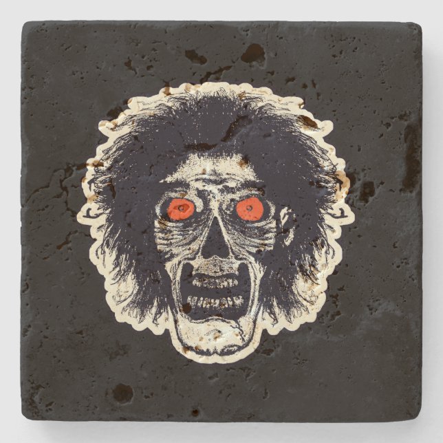 Dessous-de-verre En Pierre Yeux Zombie Noir Orange (Devant)