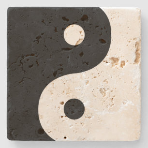 Dessous-de-verre En Pierre Yin et Yang Sides