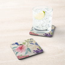 Dessous de verre en plastique avec aquarelle fleur