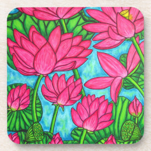 Dessous de verre en plastique de bonheur de Lotus