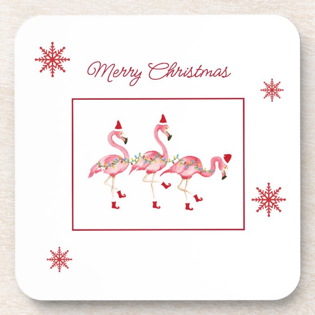 Dessous de verre en plastique de flamants de Noël (Devant)
