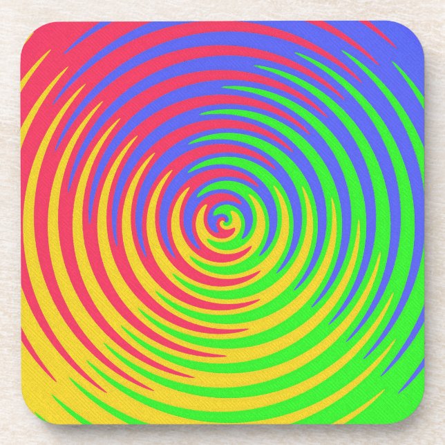 Dessous de verre en plastique dur à spirale arc-en (Devant)