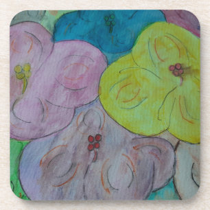 Dessous de verre en plastique dur Abstrait Floral 