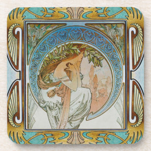 Dessous de verre en plastique dur Alphonse Mucha s