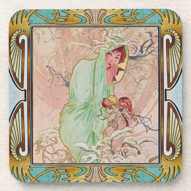 Dessous de verre en plastique dur Alphonse Mucha s (Devant)