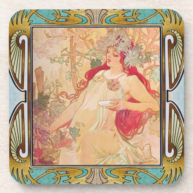 Dessous de verre en plastique dur Alphonse Mucha s (Devant)