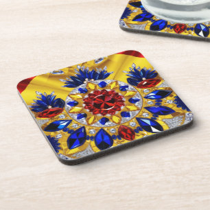 Dessous de verre en plastique dur aux couleurs rou