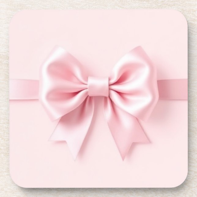 Dessous de verre en plastique dur avec Bow rose (Devant)