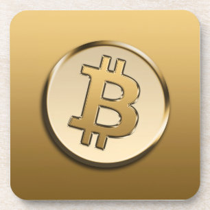 Dessous de verre en plastique dur Bitcoin doré