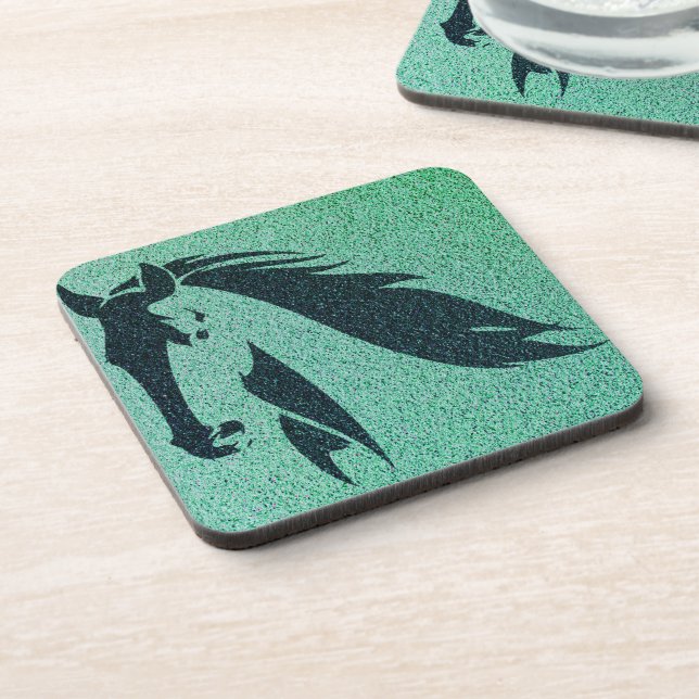 Dessous de verre en plastique dur Green Horse (Côté gauche)