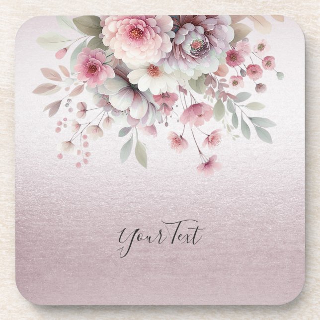 Dessous de verre en plastique dur rose blanc moder (Devant)