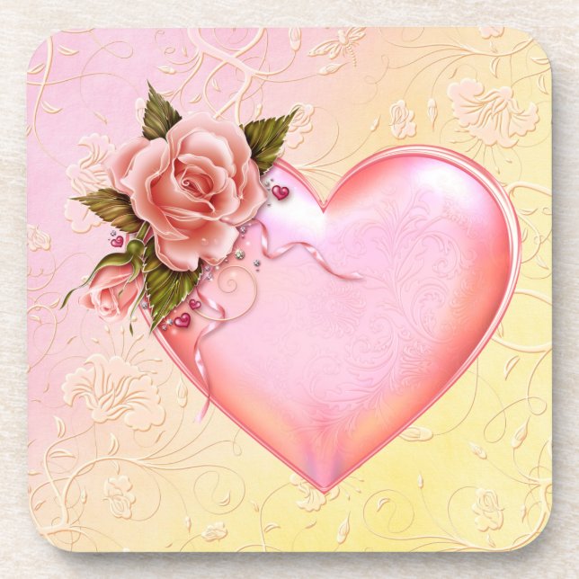 Dessous de verre en plastique dur rose/dossier en  (Devant)