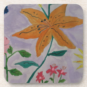 Dessous de verre en plastique orange Lily