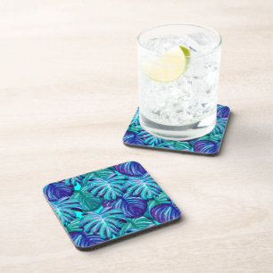 Dessous de verre en plastique Set-Blue Tropical Pa