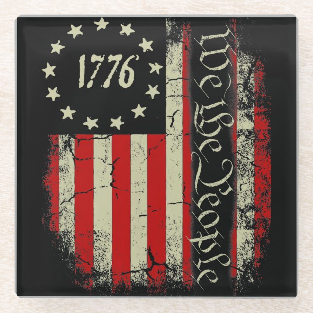 Dessous-de-verre En Verre 1776 Nous le peuple (Devant)