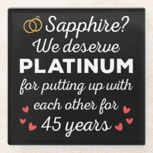 Dessous-de-verre En Verre 45e anniversaire du Mariage I - Sapphire Funny Cou