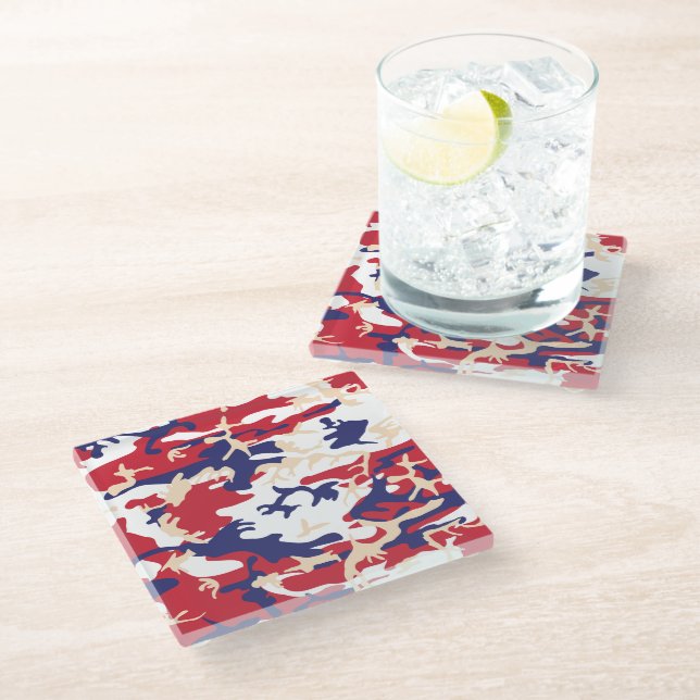 Dessous-de-verre En Verre 4th of July, Independence day, Camouflage Beige (Incliné)