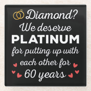 Dessous-de-verre En Verre 60ème anniversaire du Mariage I - Diamond Funny Co