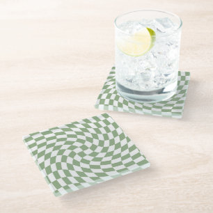 Dessous-de-verre En Verre À damiers de vérification de la collection de Mari