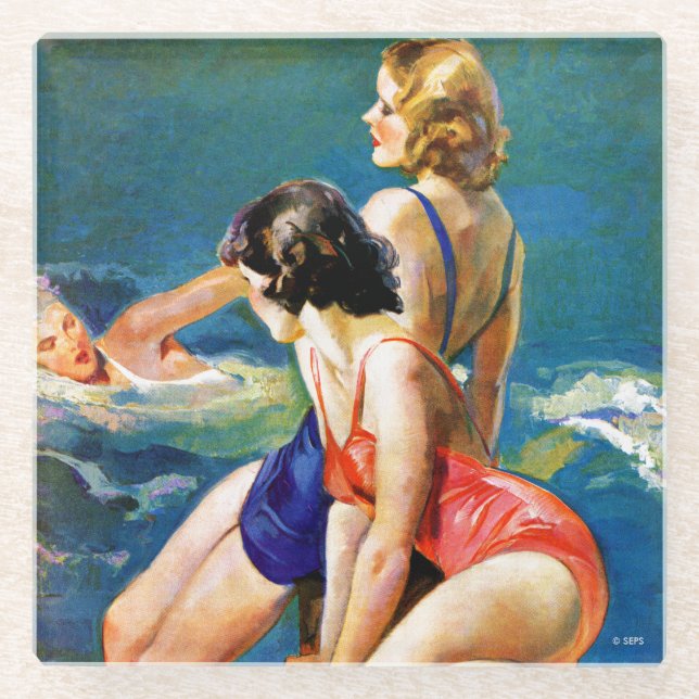 Dessous-de-verre En Verre À la piscine (Devant)