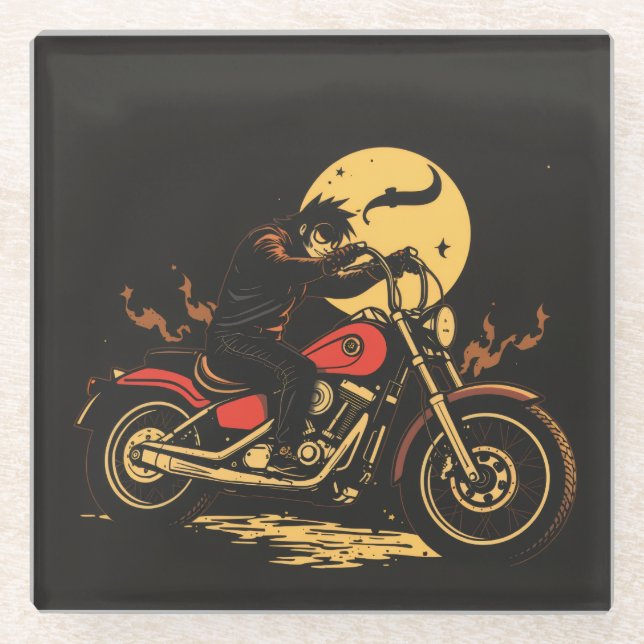 Dessous-de-verre En Verre a motorbiker glass coaster (Devant)