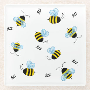 Dessous-de-verre En Verre Abeilles bourdonnantes occupées mignonnes