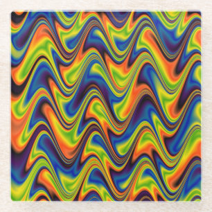 Dessous-de-verre En Verre Abstrait Multicolore Ondulé