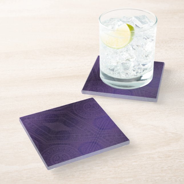 Dessous-de-verre En Verre Acceptation | Médaillons de méditation violette (Incliné)