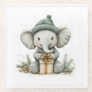 Dessous-de-verre En Verre adorable série de Noël animal bébé éléphant
