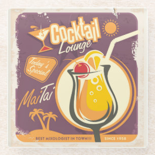 Dessous-de-verre En Verre Affiche de salon de cocktail