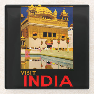 Dessous-de-verre En Verre Affiche de voyage Inde art indien vintage