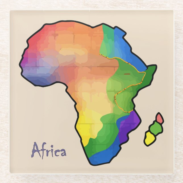 Dessous-de-verre En Verre Africa map (Devant)