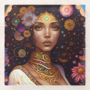 Dessous-de-verre En Verre African American Black Goddess Queen Imaginaire Ar
