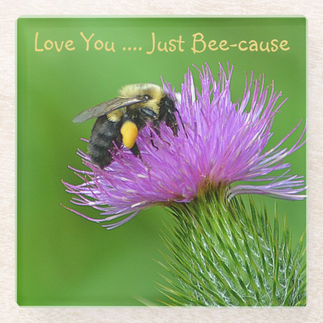 Dessous-de-verre En Verre Aimez-vous juste Abeille-cause (Devant)