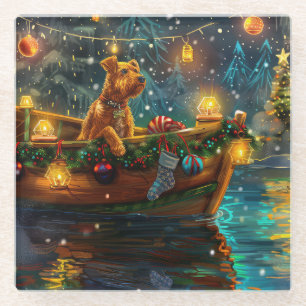Dessous-de-verre En Verre Airedale Noël Festival Voyage