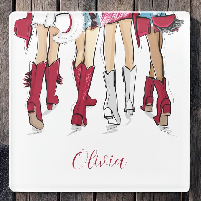 Dessous-de-verre En Verre Alabama Dames mode Cowboy Boots Casquette Criminel (Créateur téléchargé)