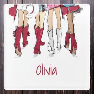 Dessous-de-verre En Verre Alabama Dames Mode Cowboy Boots Criminelle Nom