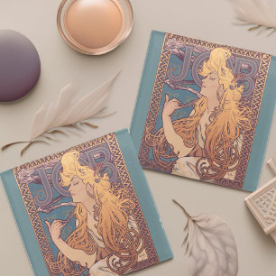 Dessous-de-verre En Verre Alfonse Mucha Job Art Nouveau femme