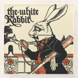 Dessous-de-verre En Verre Alice Lapin Blanc Classique Wonderland 