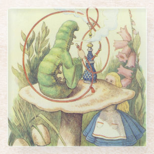 Dessous-de-verre En Verre Alice rencontre Caterpillar