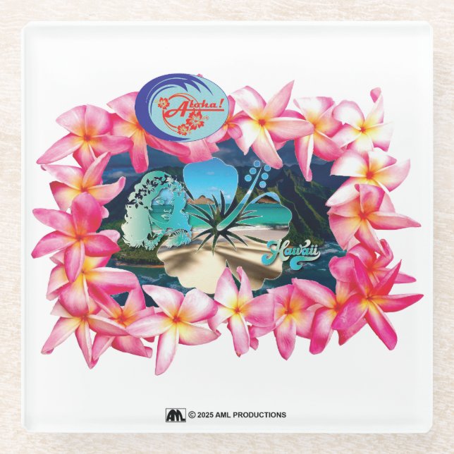 DESSOUS-DE-VERRE EN VERRE ALOHA 2 12 (Devant)