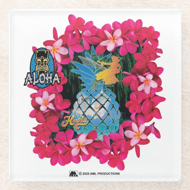 DESSOUS-DE-VERRE EN VERRE ALOHA 3 5 VERSION 2 (Devant)