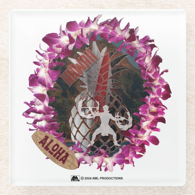 DESSOUS-DE-VERRE EN VERRE ALOHA 50 (Devant)