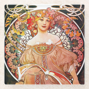 Dessous-de-verre En Verre Alphonse Mucha Daydream Floral Vintage Art Nouveau
