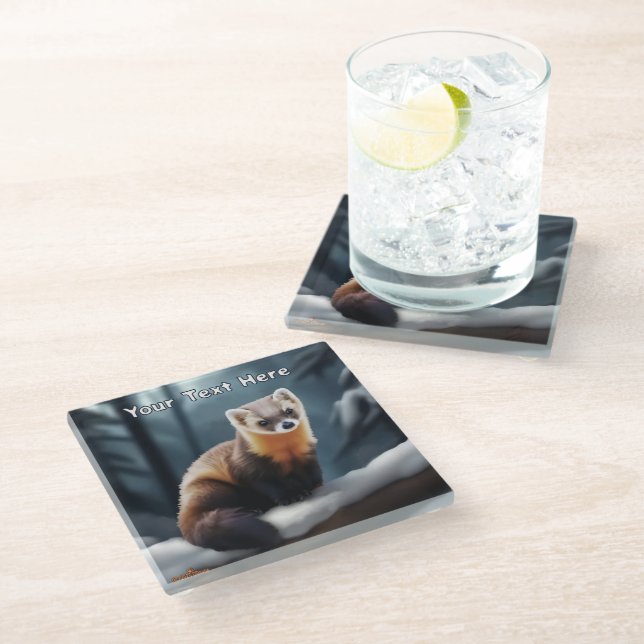 Dessous-de-verre En Verre American Pine Marten (Incliné)