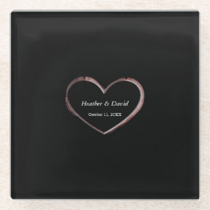 Dessous-de-verre En Verre Amour Coeur Attractif Charming Mariage