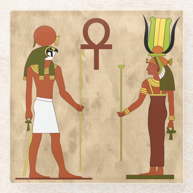 Dessous-de-verre En Verre Amun Ra Et Isis (Devant)