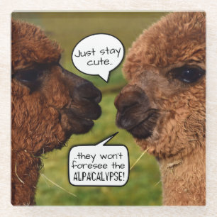 Dessous-de-verre En Verre Amusant Alpaca Alpacalypse schéma