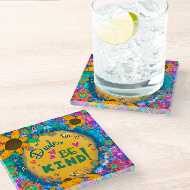 Dessous-de-verre En Verre Amusement tendance gentillesse unique Floral Dude  (Créateur téléchargé)